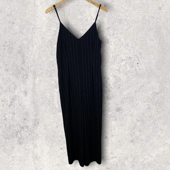 Cupcakes Cashmere Wide Leg Jumpsuit Black Pinstripe Size Medium Revolve Minimal - Picture 13 of 14
